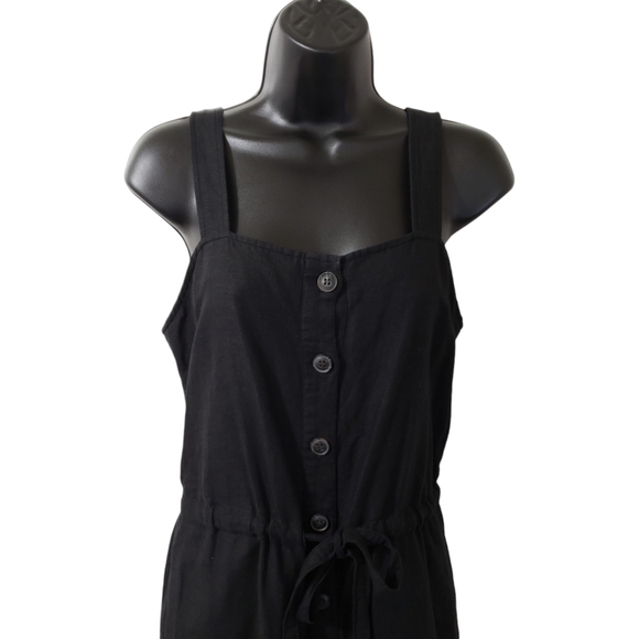 Anthropologie Moussy Linen Blend Black Jumpsuit Crop Wide Leg Size 1 - Picture 3 of 16